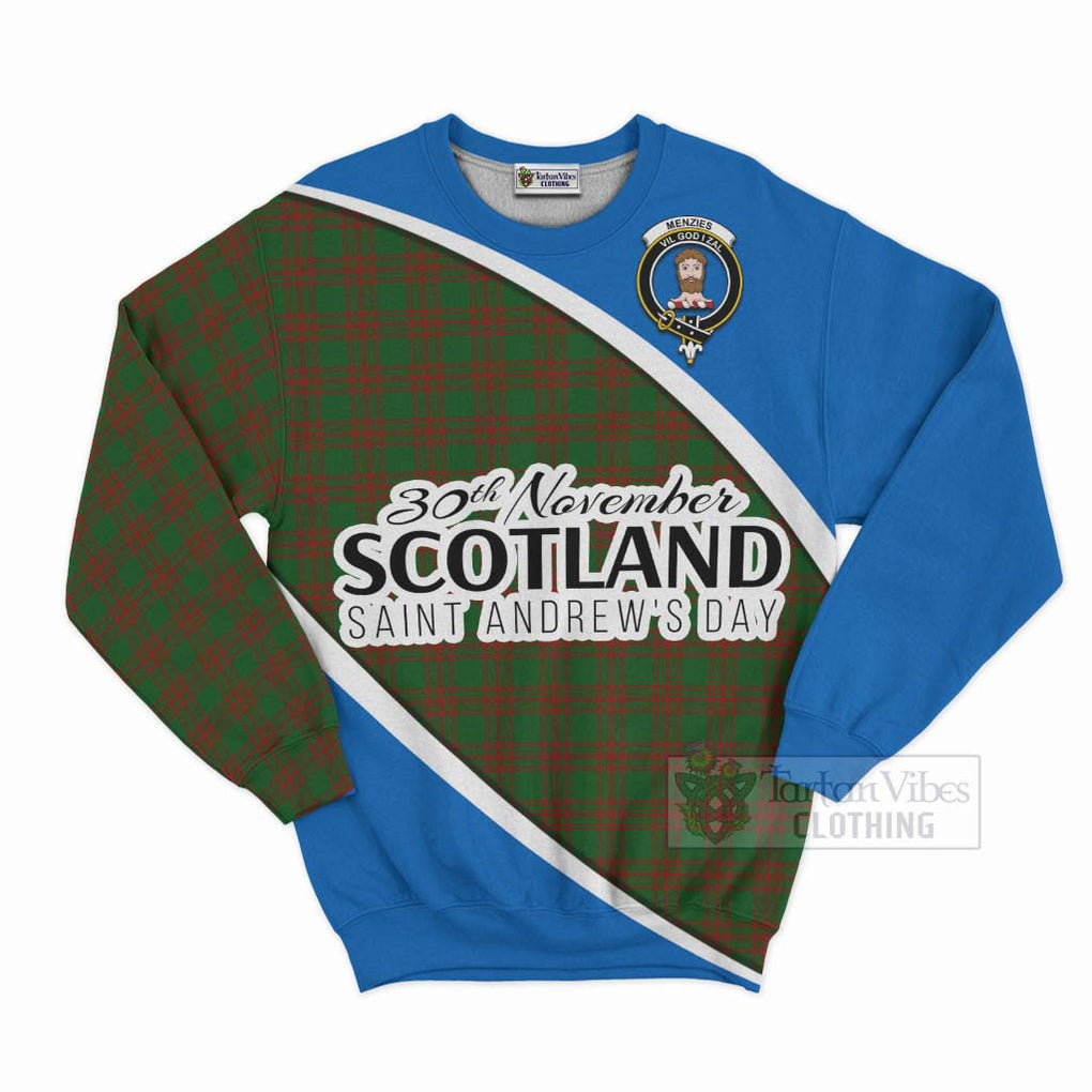 Tartan Vibes Clothing Menzies Family Crest Tartan Sweatshirt Celebrate Saint Andrew's Day in Style