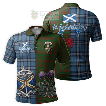 Menzies Tartan Polo Shirt Happy St. Andrew's Day Half Tartan Style