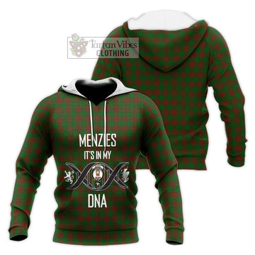 Menzies Tartan Knitted Hoodie with Family Crest DNA In Me Style