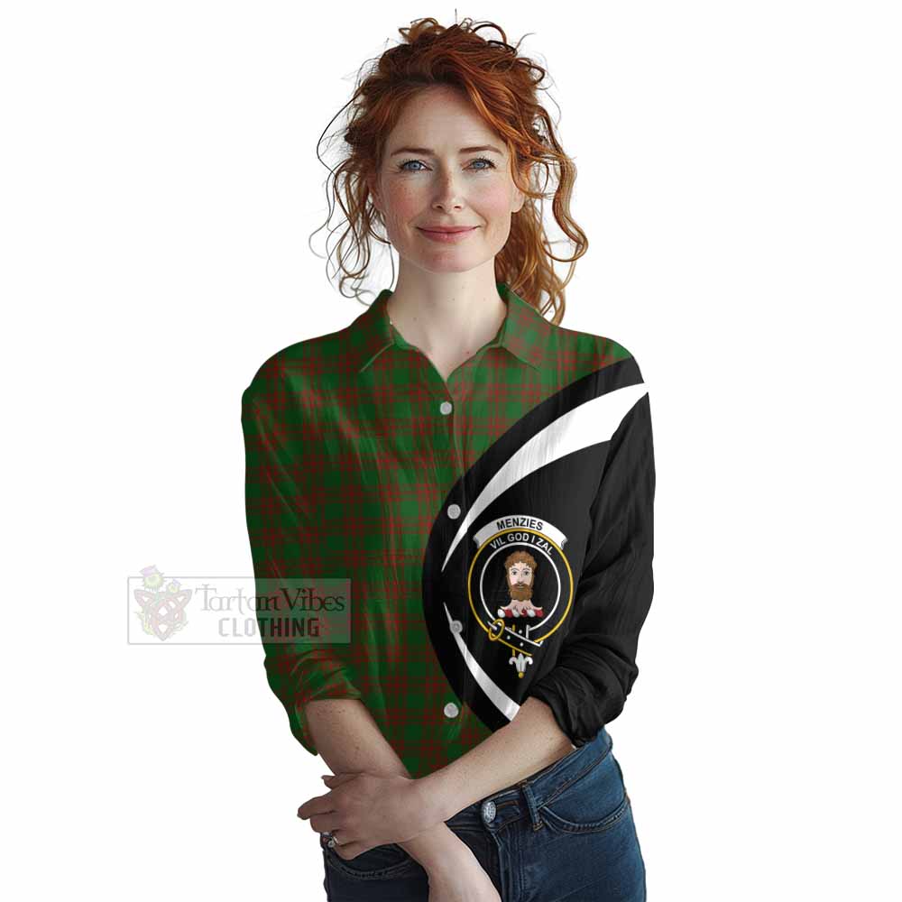 Tartan Vibes Clothing Menzies Tartan Women's Casual Shirt with Family Crest Circle Style