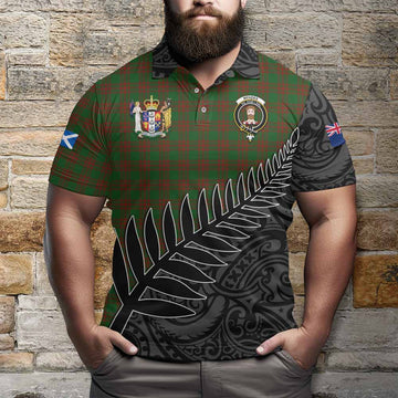 Menzies Crest Tartan Polo Shirt with New Zealand Silver Fern Half Style