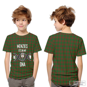 Menzies Tartan Kid T-Shirt with Family Crest DNA In Me Style