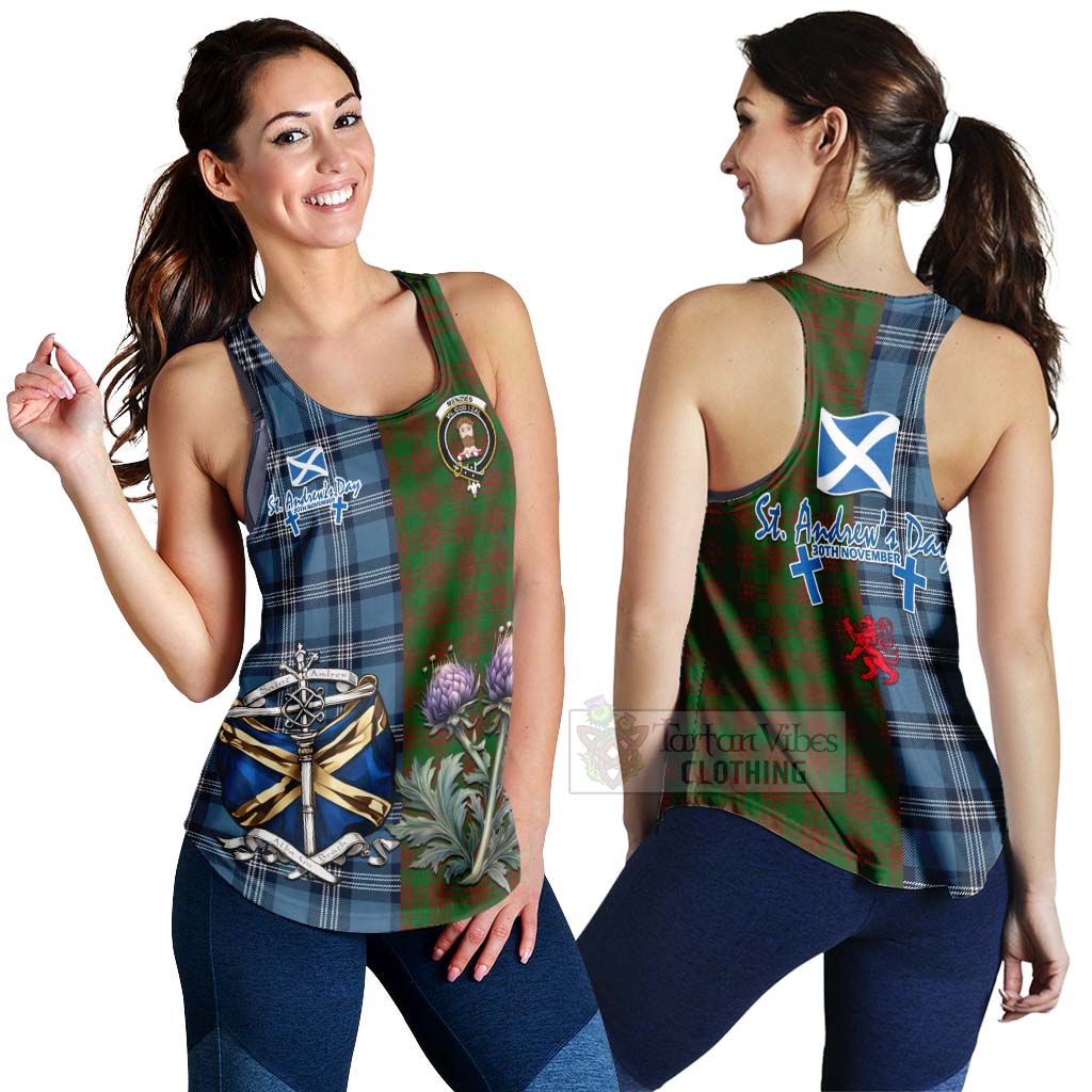 Tartan Vibes Clothing Menzies Tartan Women's Racerback Tanks Happy St. Andrew's Day Half Tartan Style