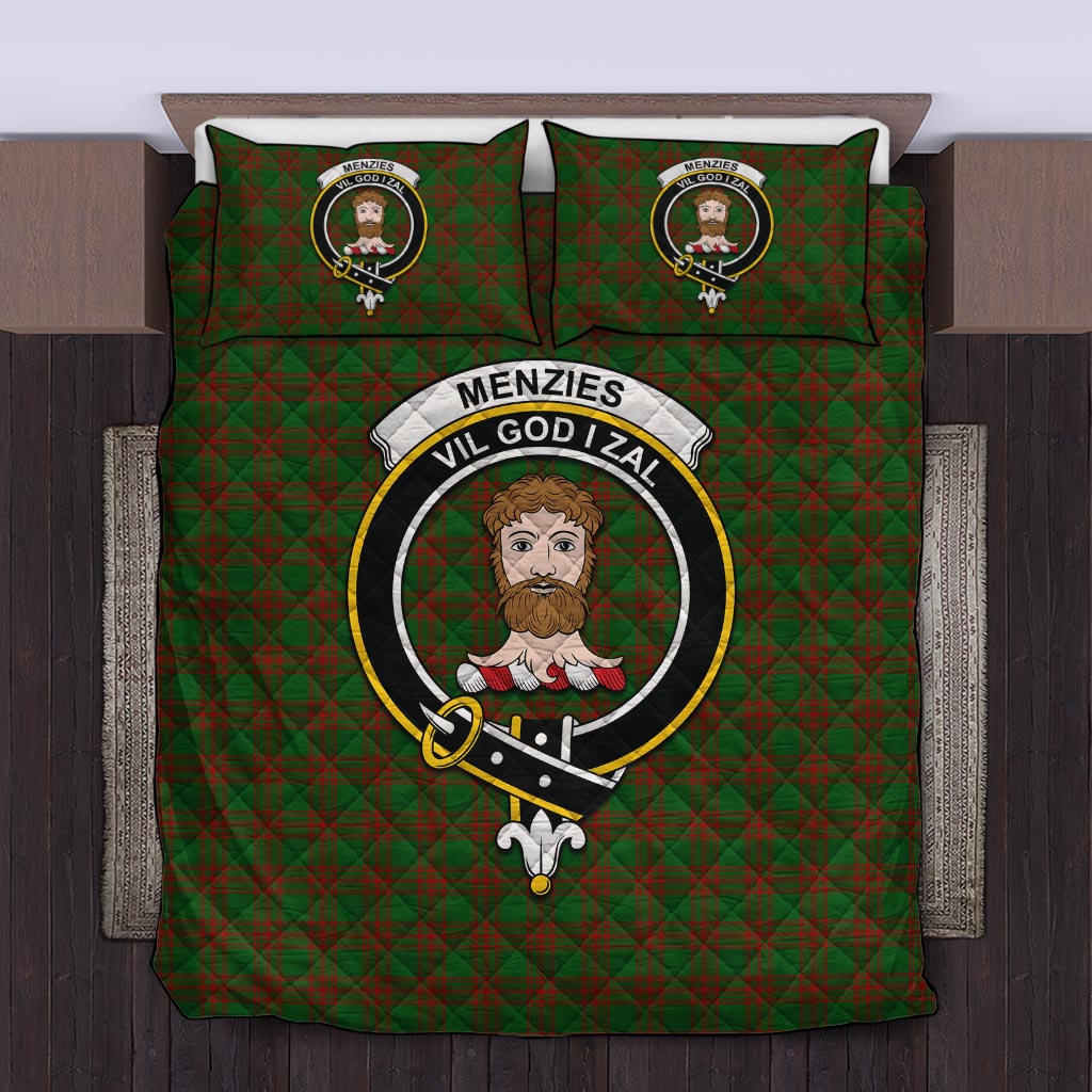 Menzies Tartan Quilt Bed Set with Family Crest Twin - Tartan Vibes Clothing