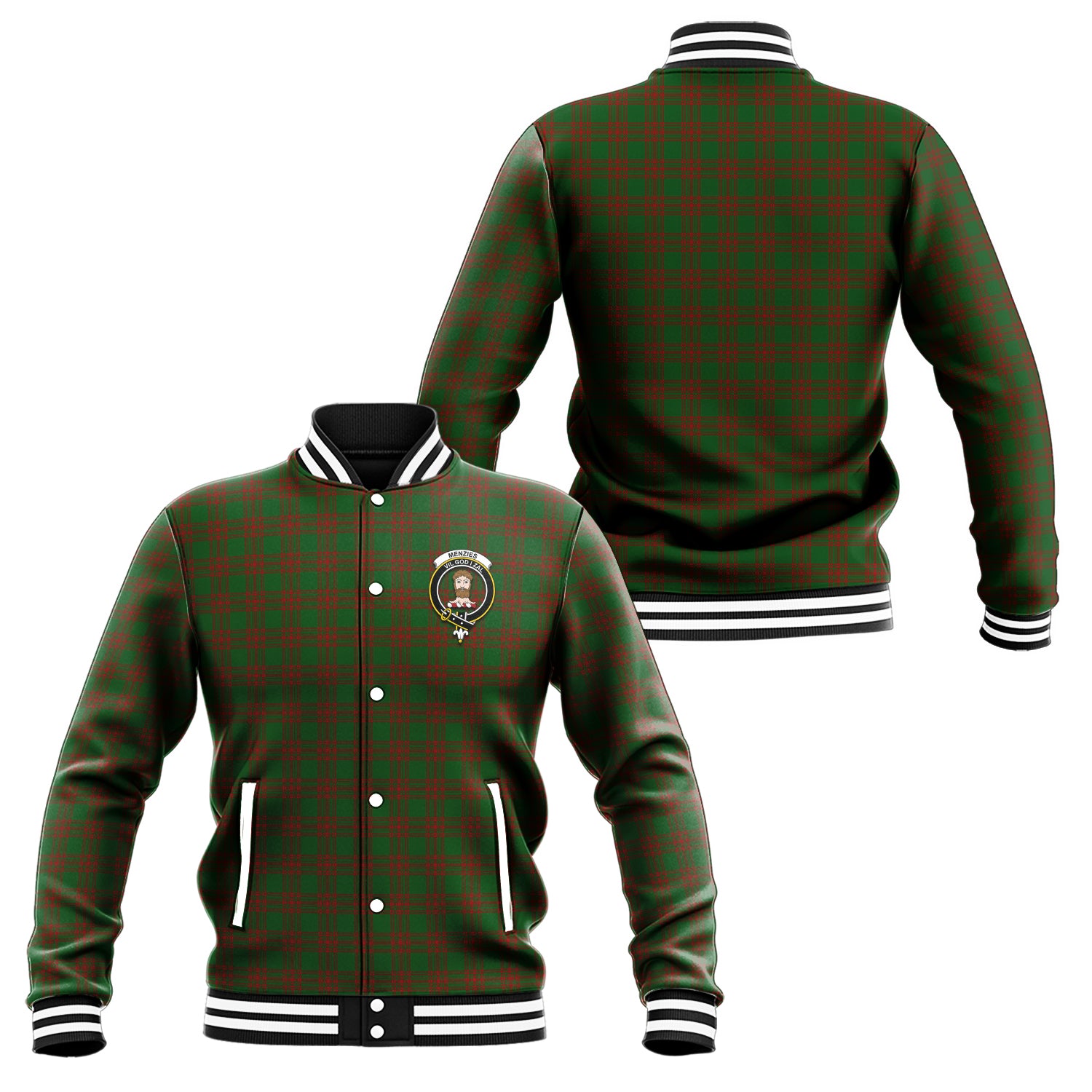 Menzies Tartan Baseball Jacket with Family Crest Unisex - Tartan Vibes Clothing