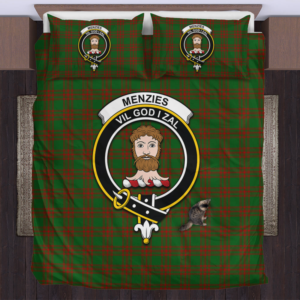 Menzies Tartan Bedding Set with Family Crest US Bedding Set - Tartan Vibes Clothing