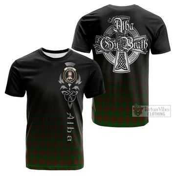 Menzies Tartan Cotton T-shirt Featuring Alba Gu Brath Family Crest Celtic Inspired