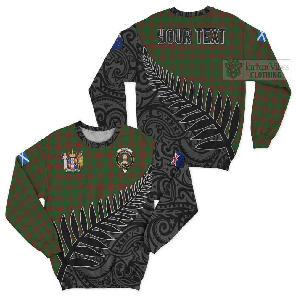 Tartan Vibes Clothing Menzies Crest Tartan Sweatshirt with New Zealand Silver Fern Half Style