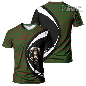 Menzies Tartan T-Shirt with Family Crest Circle Style