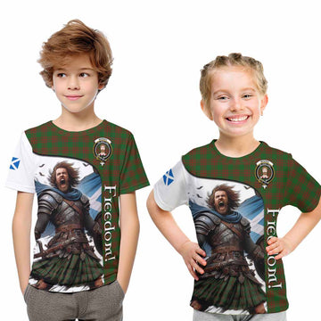 Menzies Crest Tartan Kid T-Shirt Inspired by the Freedom of Scottish Warrior