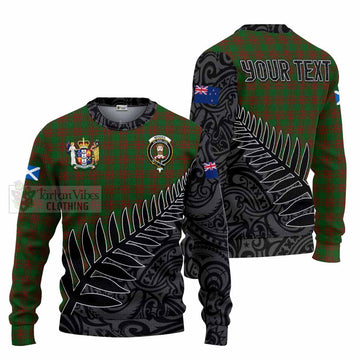 Menzies Crest Tartan Knitted Sweater with New Zealand Silver Fern Half Style