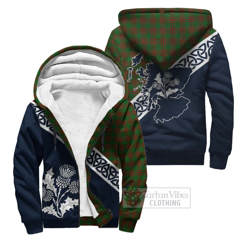 Tartan Vibes Clothing Menzies Tartan Sherpa Hoodie Featuring Thistle and Scotland Map