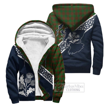 Menzies Tartan Sherpa Hoodie Featuring Thistle and Scotland Map