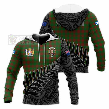 Menzies Crest Tartan Knitted Hoodie with New Zealand Silver Fern Half Style