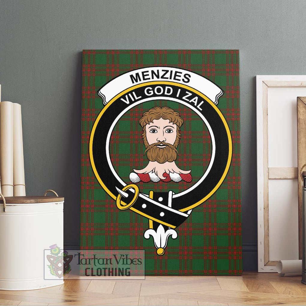 Menzies Tartan Canvas Print Wall Art with Family Crest Without Frame - Tartan Vibes Clothing