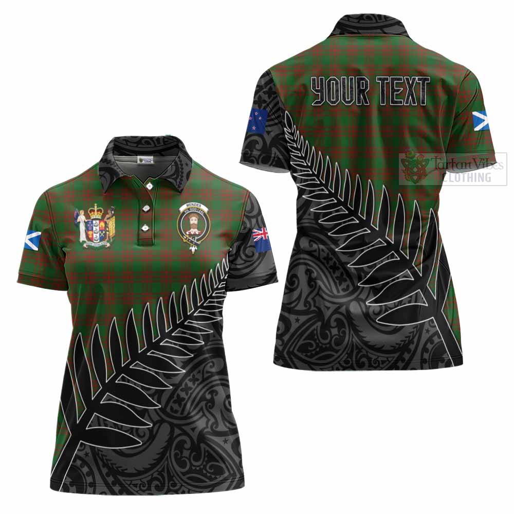 Tartan Vibes Clothing Menzies Crest Tartan Women's Polo Shirt with New Zealand Silver Fern Half Style