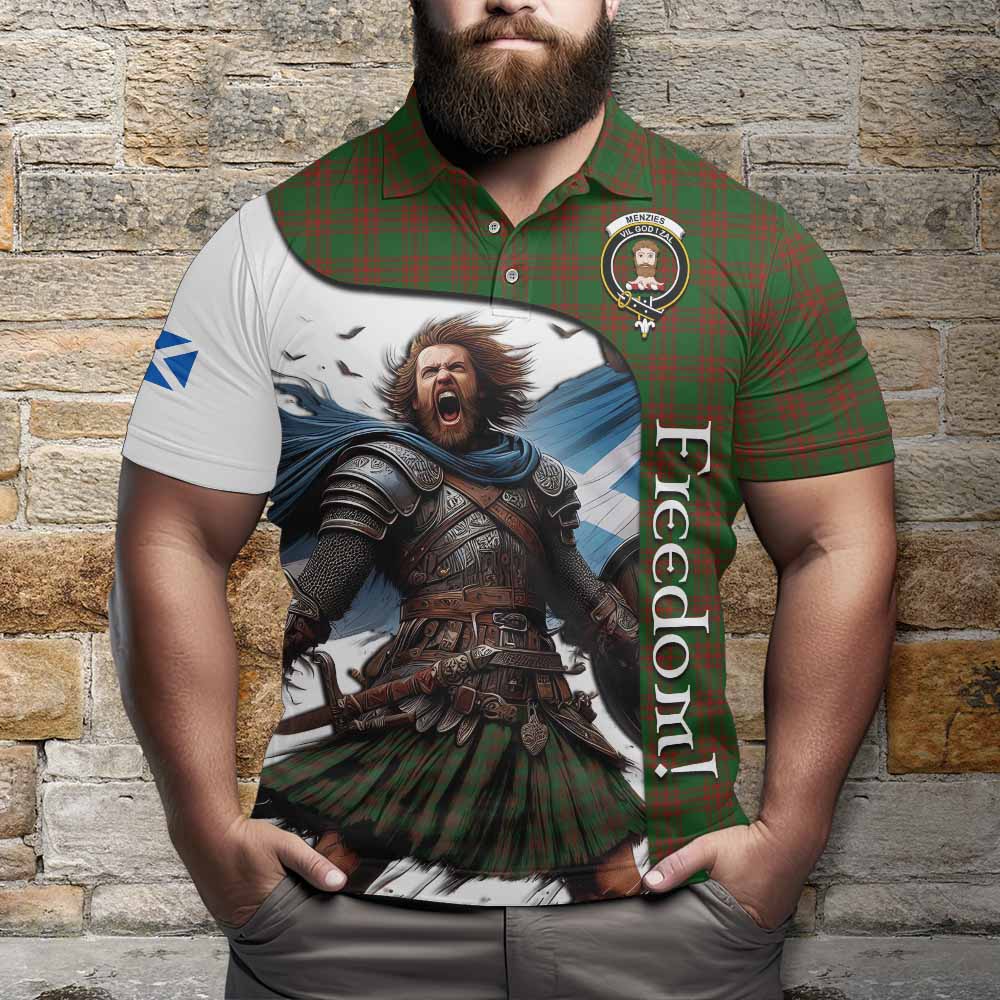 Tartan Vibes Clothing Menzies Crest Tartan Polo Shirt Inspired by the Freedom of Scottish Warrior