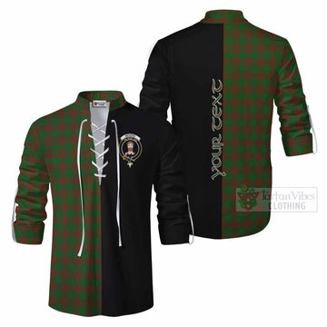 Menzies Tartan Ghillie Kilt Shirt with Family Crest and Half Of Me Style