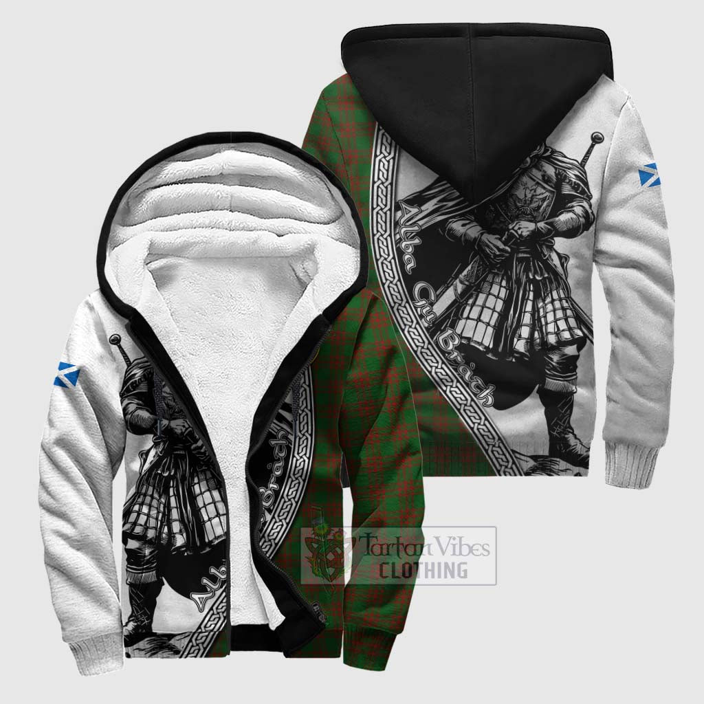 Tartan Vibes Clothing Menzies Tartan Clan Crest Sherpa Hoodie with Highlander Warrior Celtic Style