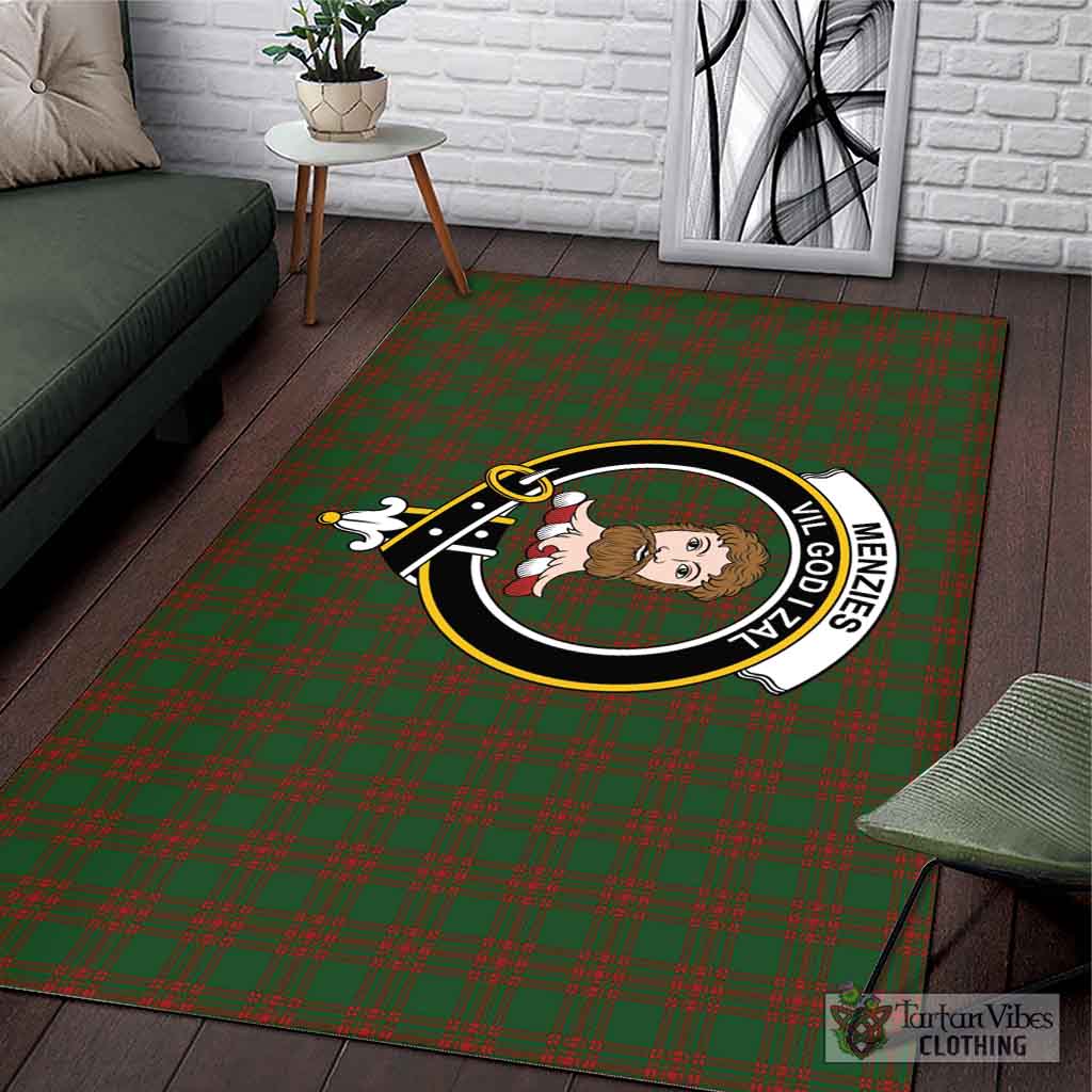 Tartan Vibes Clothing Menzies Tartan Area Rug with Family Crest