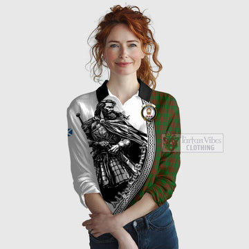 Menzies Tartan Clan Crest Women's Casual Shirt with Highlander Warrior Celtic Style