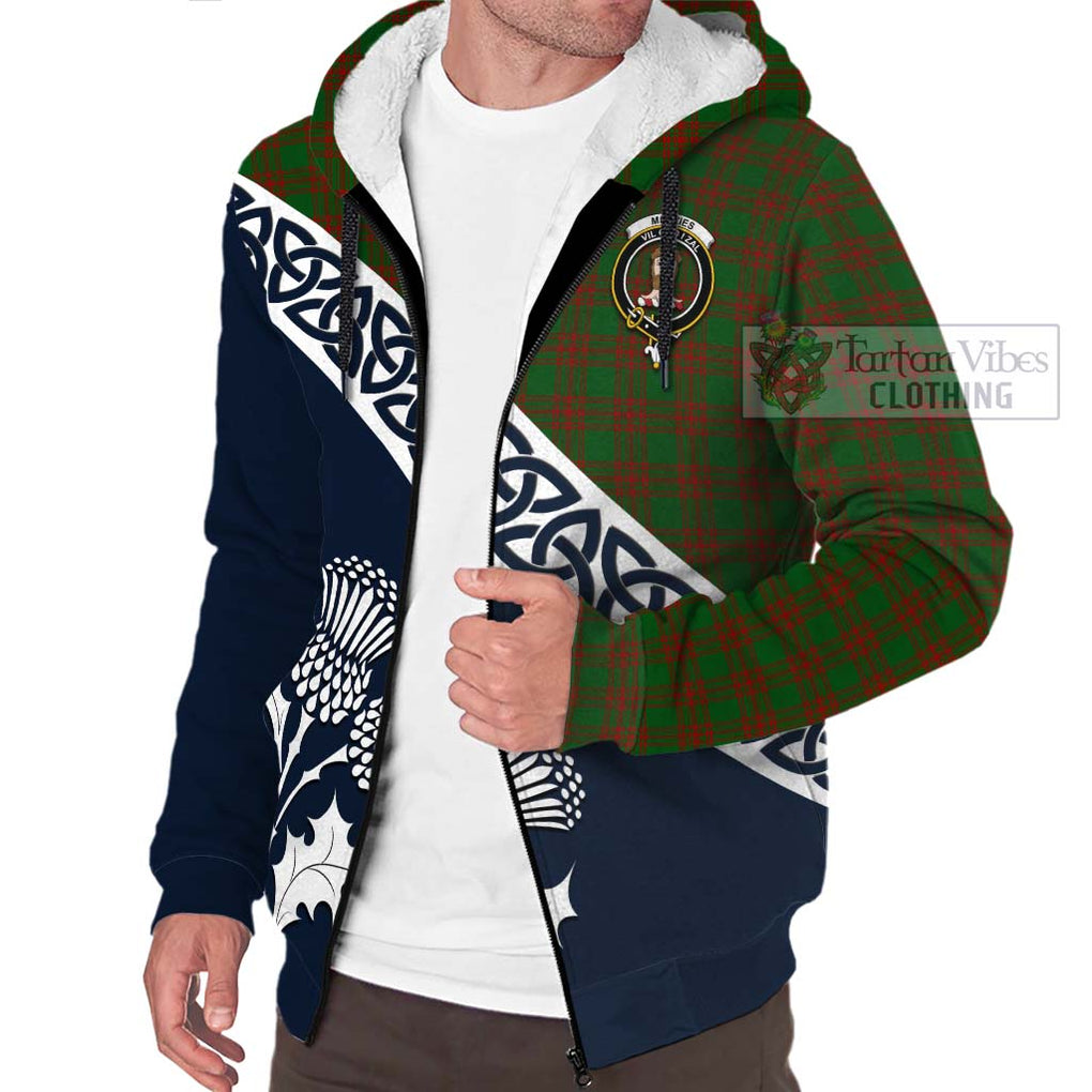 Tartan Vibes Clothing Menzies Tartan Sherpa Hoodie Featuring Thistle and Scotland Map