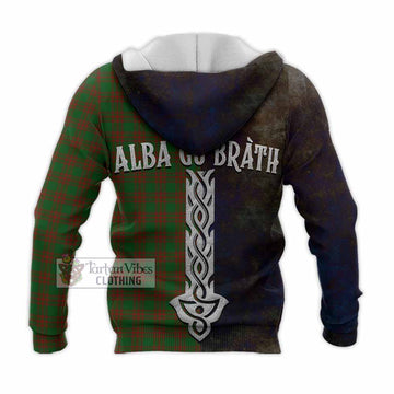 Menzies Tartan Family Crest Knitted Hoodie Alba Gu Brath Be Brave Lion Ancient Style - Tartan Vibes Clothing