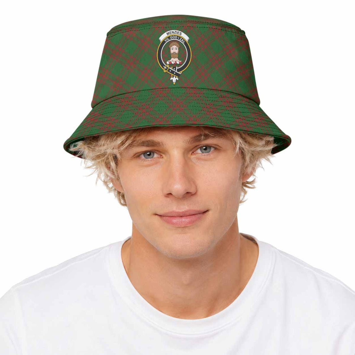 Menzies Tartan Bucket Hat with Family Crest - Tartan Vibes Clothing