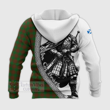 Menzies Tartan Clan Crest Knitted Hoodie with Highlander Warrior Celtic Style