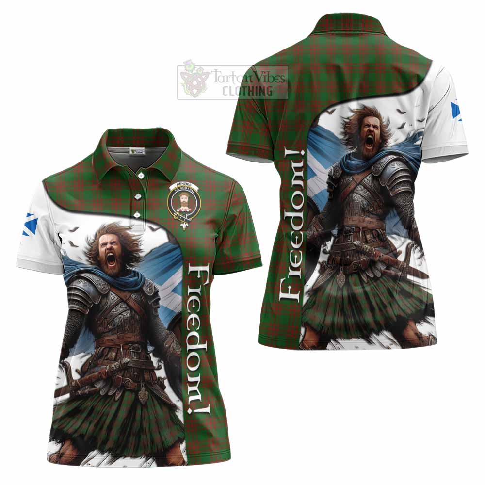 Tartan Vibes Clothing Menzies Crest Tartan Women's Polo Shirt Inspired by the Freedom of Scottish Warrior