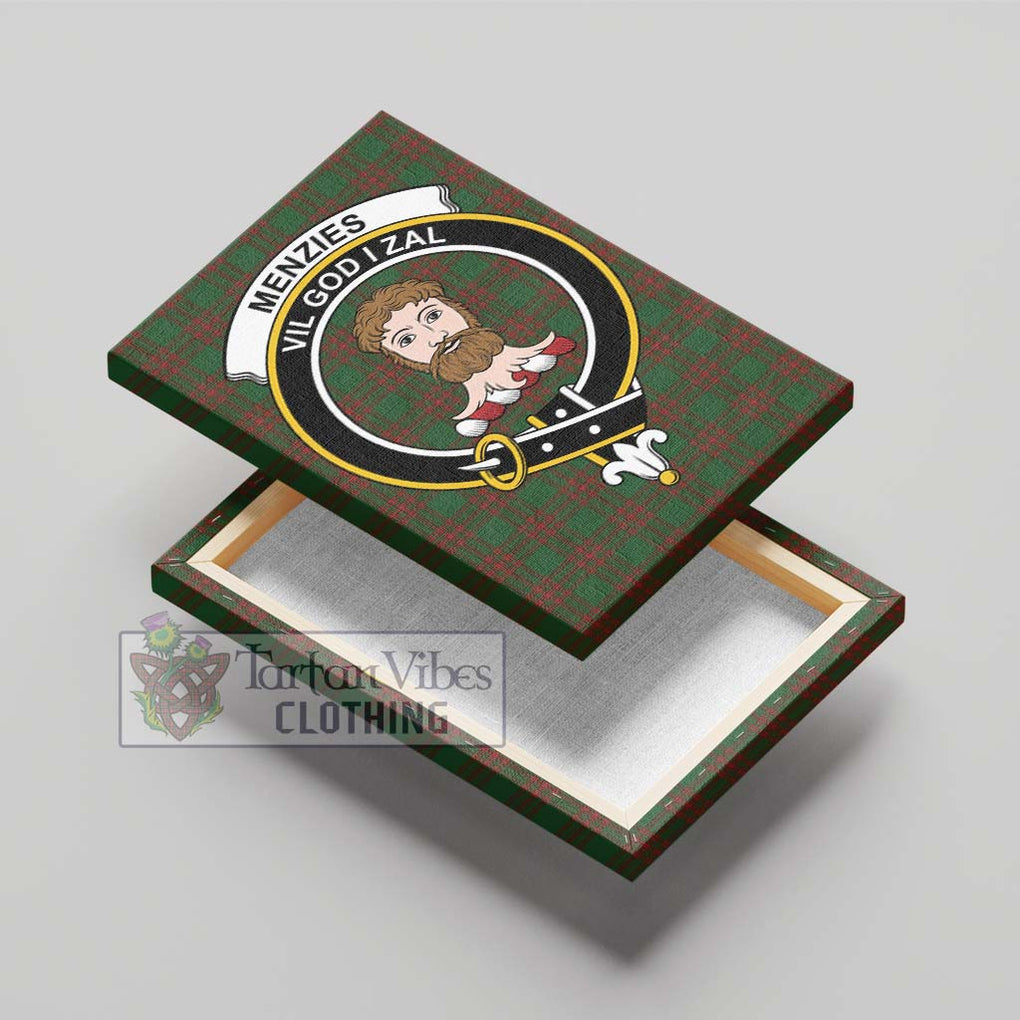 Menzies Tartan Canvas Print Wall Art with Family Crest - Tartan Vibes Clothing