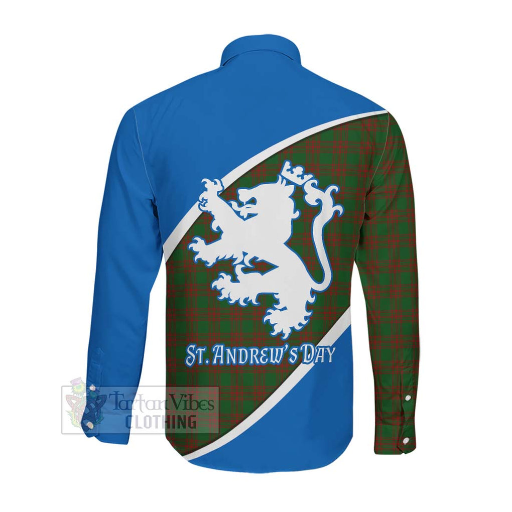 Tartan Vibes Clothing Menzies Family Crest Tartan Long Sleeve Button Shirt Celebrate Saint Andrew's Day in Style