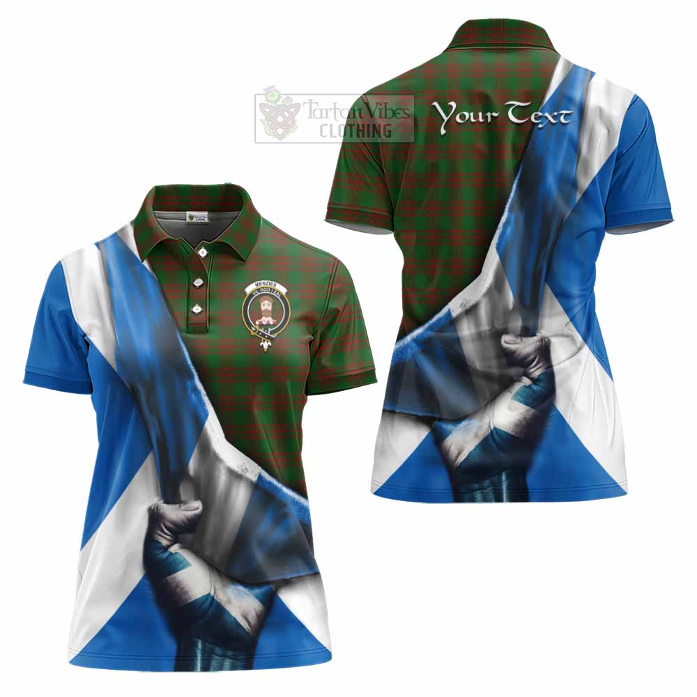 Tartan Vibes Clothing Menzies Tartan Women's Polo Shirt with Family Crest Scotland Patriotic Style