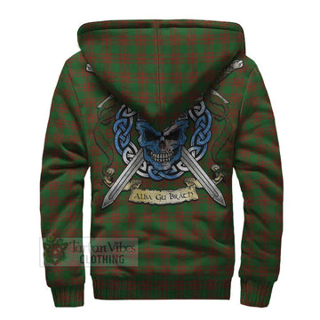 Menzies Tartan Sherpa Hoodie with Family Crest Celtic Skull Style