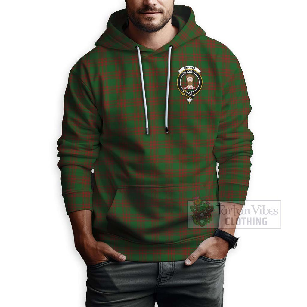 Tartan Vibes Clothing Menzies Tartan Hoodie with Family Crest Celtic Skull Style