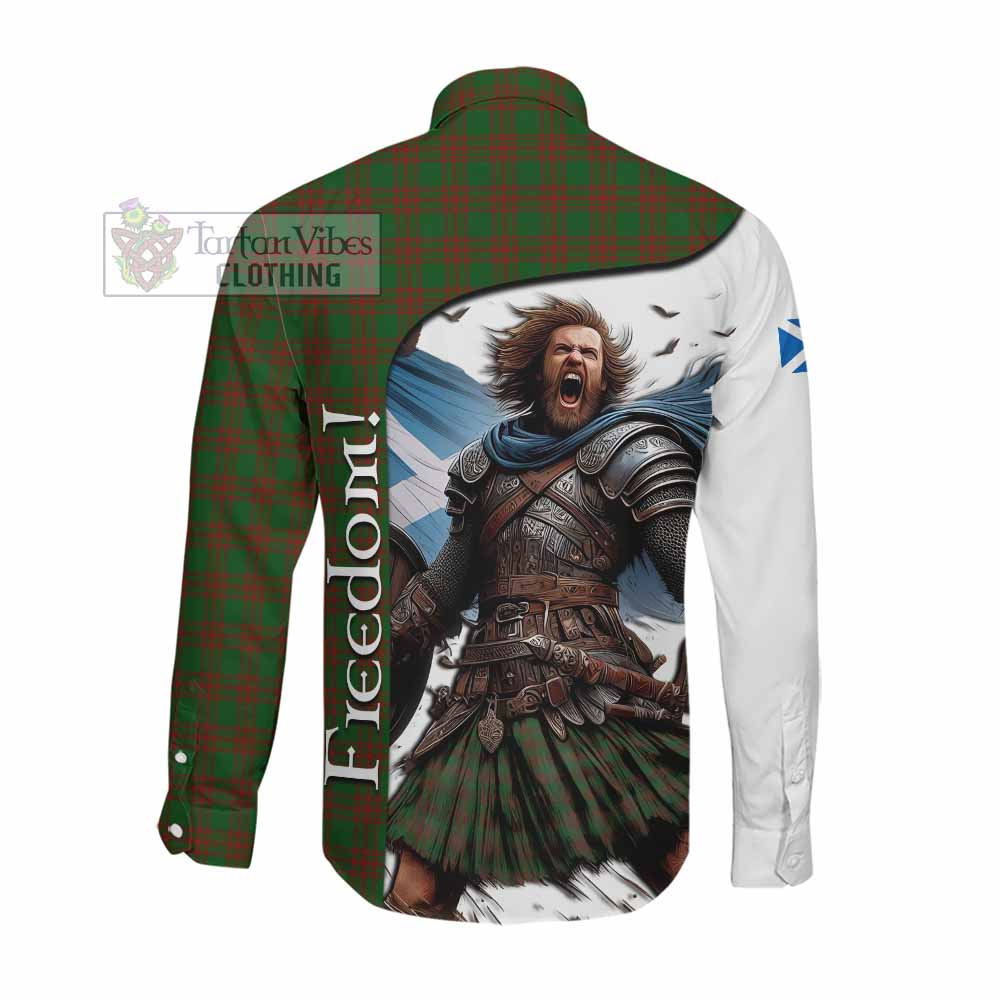 Tartan Vibes Clothing Menzies Crest Tartan Long Sleeve Button Shirt Inspired by the Freedom of Scottish Warrior