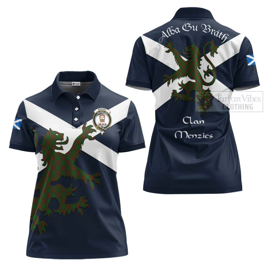 Tartan Vibes Clothing Menzies Tartan Lion Rampant Women's Polo Shirt – Proudly Display Your Heritage with Alba Gu Brath and Clan Name