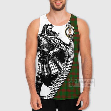 Menzies Tartan Clan Crest Men's Tank Top with Highlander Warrior Celtic Style