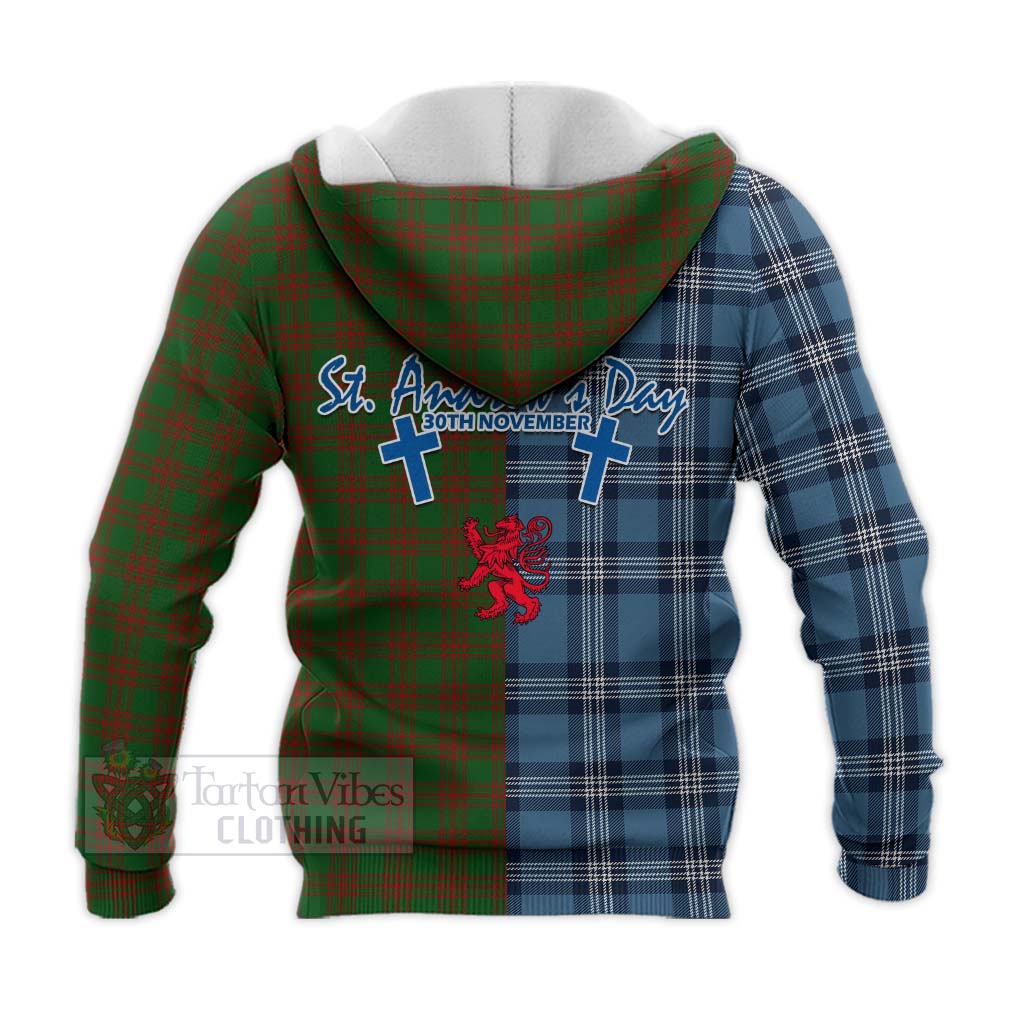 Tartan Vibes Clothing Menzies Tartan Knitted Hoodie Happy St. Andrew's Day Half Tartan Style