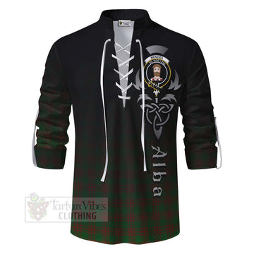 Menzies Tartan Ghillie Kilt Shirt Featuring Alba Gu Brath Family Crest Celtic Inspired