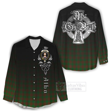 Menzies Tartan Women's Casual Shirt Featuring Alba Gu Brath Family Crest Celtic Inspired