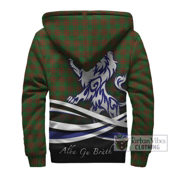 Menzies Tartan Sherpa Hoodie with Alba Gu Brath Regal Lion Emblem