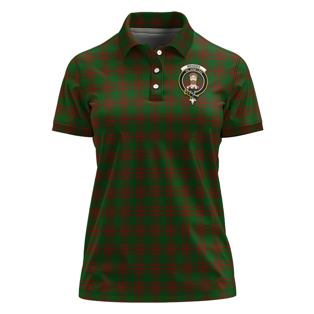 Menzies Tartan Polo Shirt with Family Crest For Women - Tartan Vibes Clothing