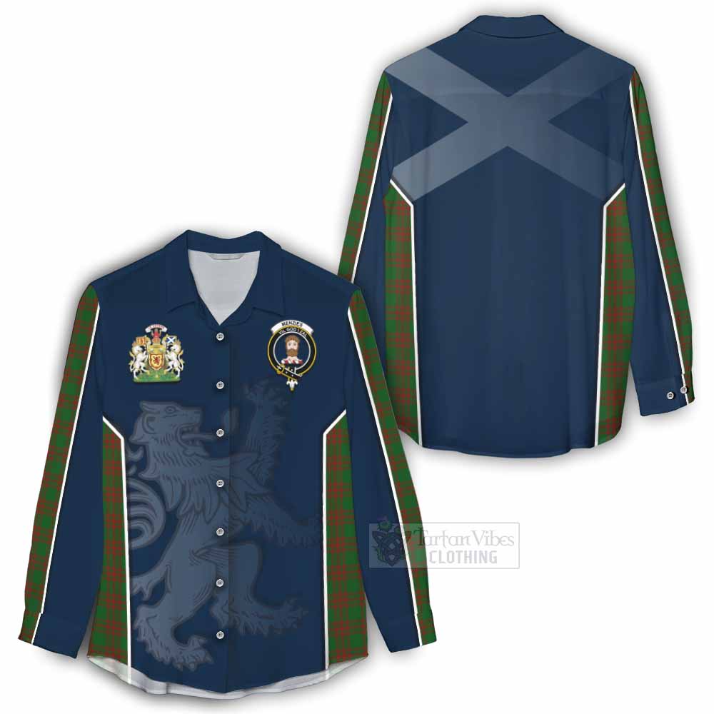 Tartan Vibes Clothing Menzies Tartan Women's Casual Shirt with Family Crest and Lion Rampant Vibes Sport Style