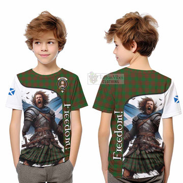 Menzies Crest Tartan Kid T-Shirt Inspired by the Freedom of Scottish Warrior