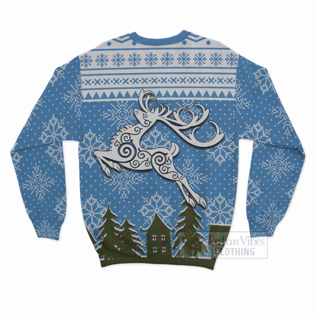 Tartan Vibes Clothing Menzies Clan Christmas Sweatshirt Celtic Reindeer Style