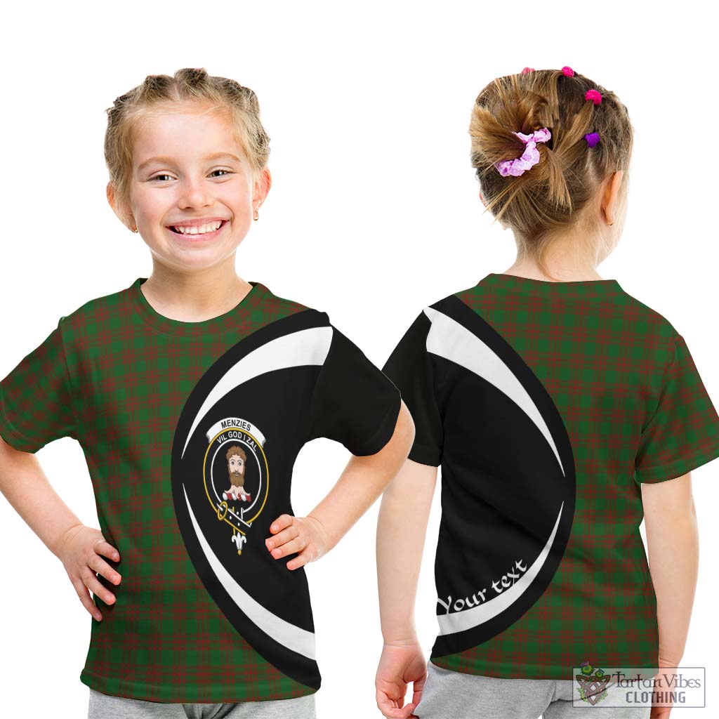 Menzies Tartan Kid T-Shirt with Family Crest Circle Style - Tartan Vibes Clothing