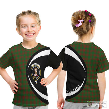 Menzies Tartan Kid T-Shirt with Family Crest Circle Style