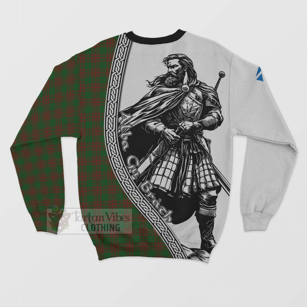 Tartan Vibes Clothing Menzies Tartan Clan Crest Sweatshirt with Highlander Warrior Celtic Style