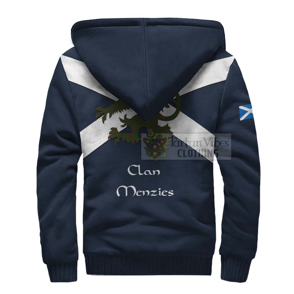 Tartan Vibes Clothing Menzies Tartan Lion Rampant Sherpa Hoodie – Proudly Display Your Heritage with Alba Gu Brath and Clan Name